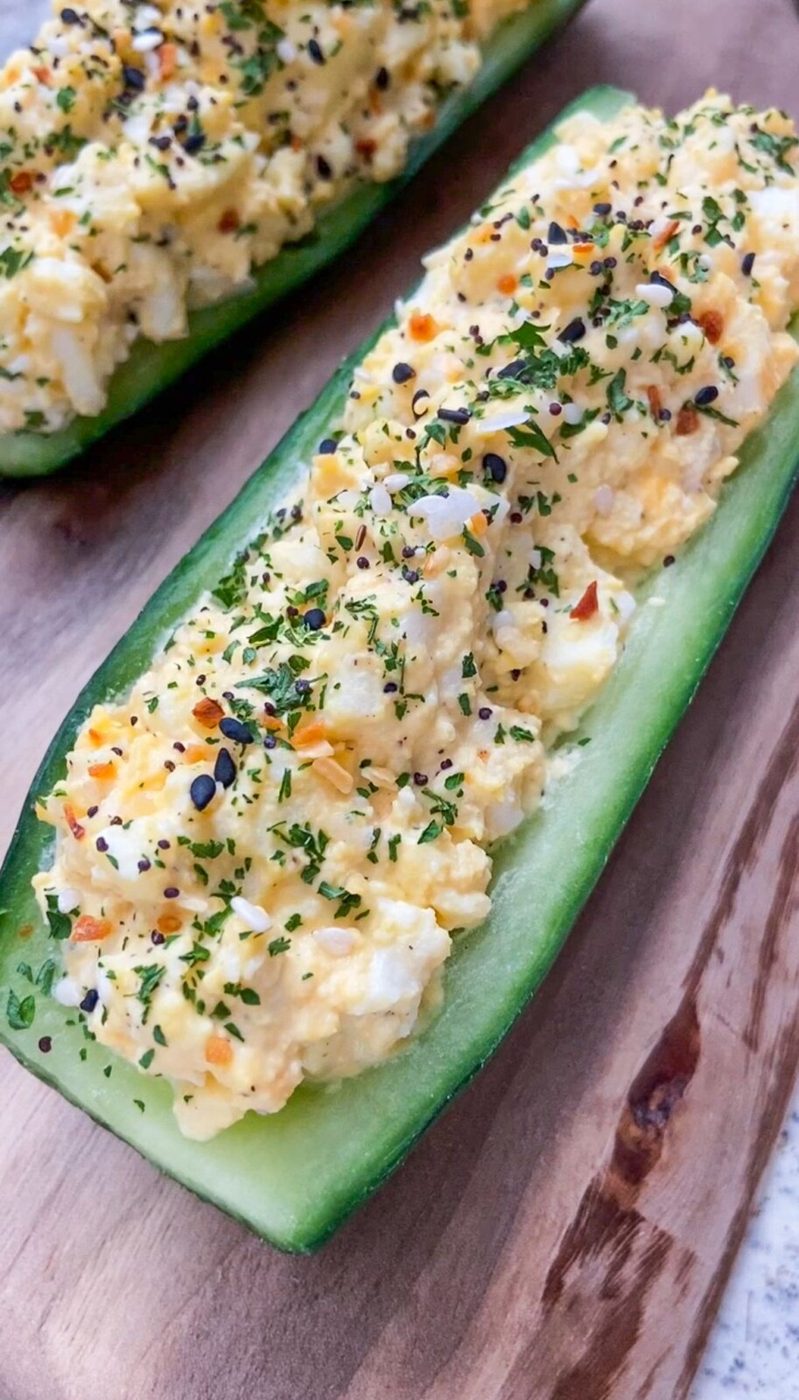 Egg Salad Cucumber Boats