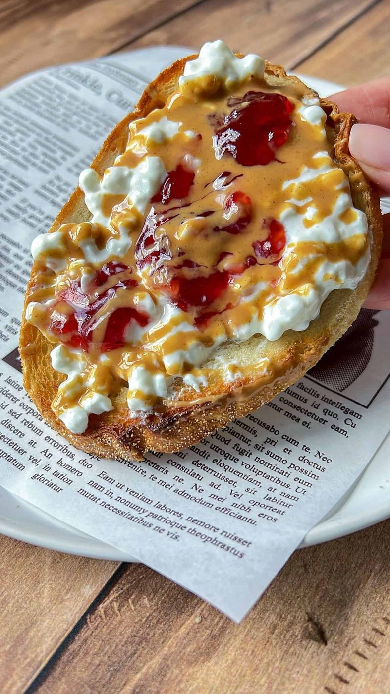 Peanut Butter Jelly Cottage Cheese Toast