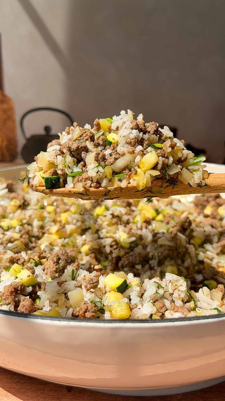 Zucchini Rice, plus Ground Meat