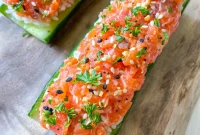 Refreshing Salmon Cucumber Boats