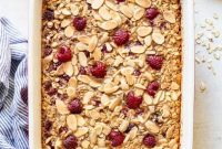 Sweet Raspberry Almond Baked Oatmeal Bake