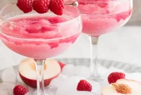Sun-Kissed Raspberry Peach Frosé
