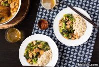 Lighter One Pan Orange Chicken with Roasted Broccoli
