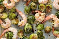 Golden Shrimp with Crispy Roasted Brussels