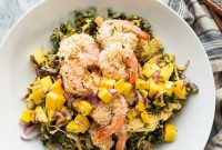 Crispy Coconut Shrimp Salad with Zesty Mango Salsa and Creamy Peanut Dressing