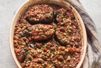 Savory Meat Stuffed Eggplant Boats