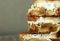 Caramelized Onion and Honey Roasted Pear Chevre Grilled Cheese