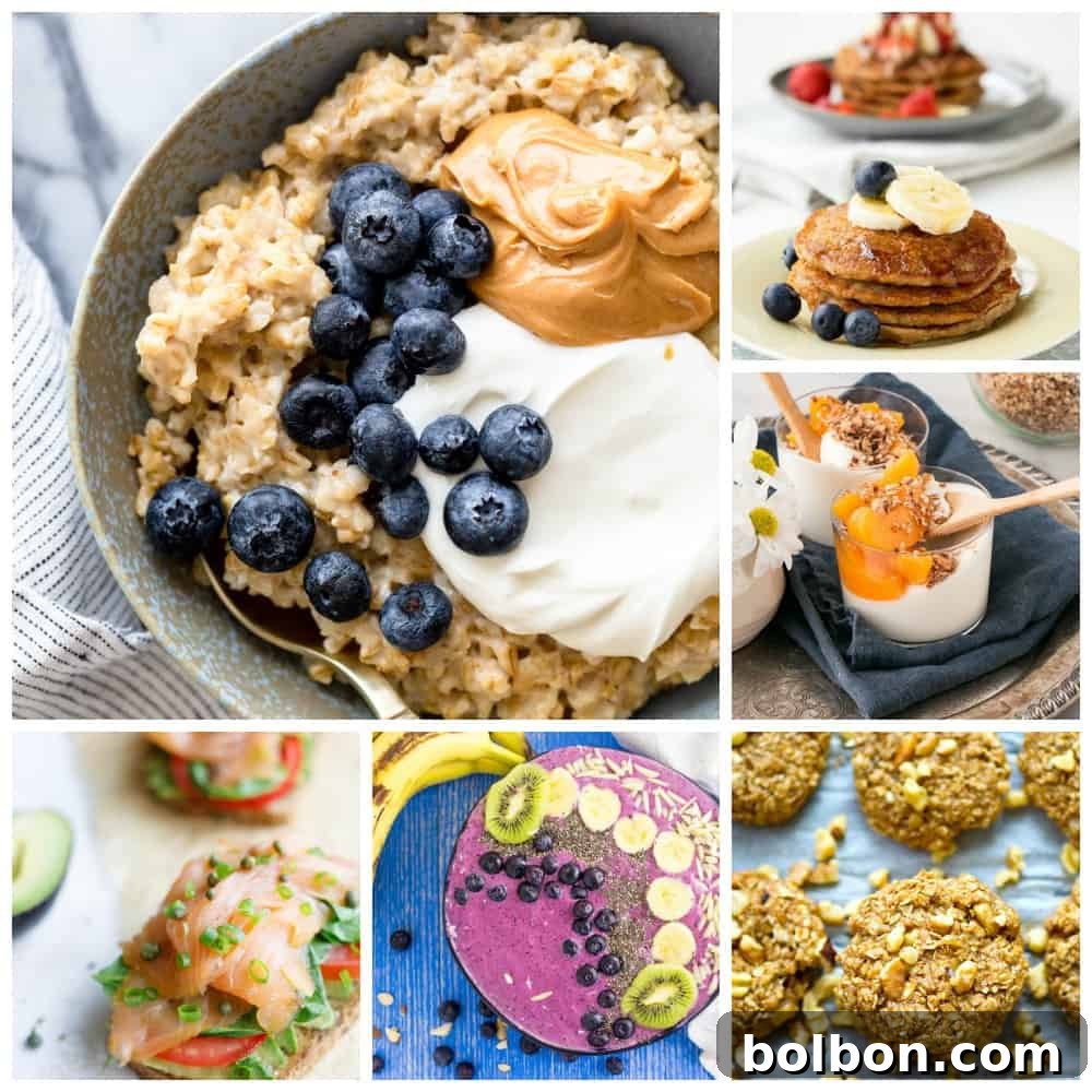 Assortment of vibrant eggless breakfast dishes on a rustic table