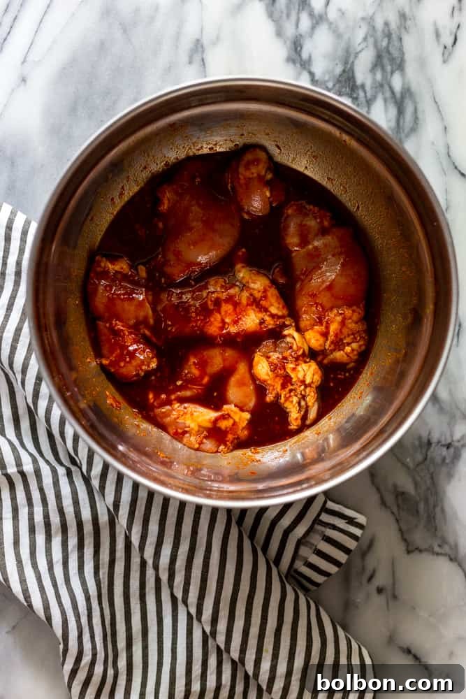 Chicken in gochujang marinade