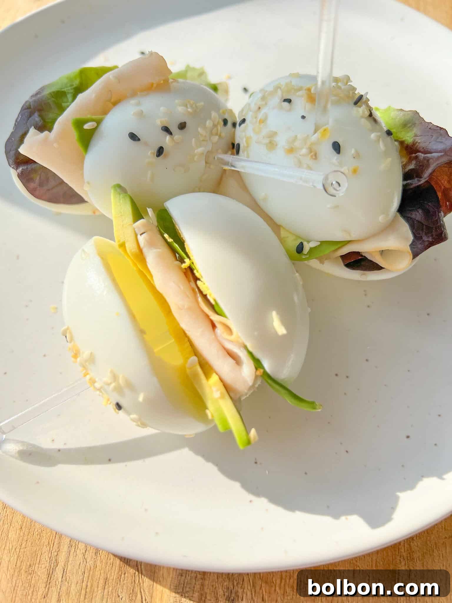 Elevated Egg Sandwiches 2 Delicious low-carb egg sandwiches filled with fresh ingredients, perfect for a healthy meal.