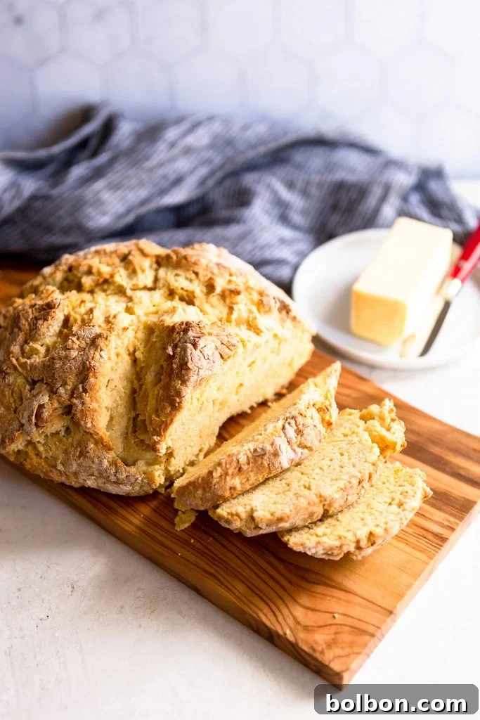 The Quintessential Irish Soda Bread 2 Freshly baked Irish Soda Bread, golden brown and ready to slice.