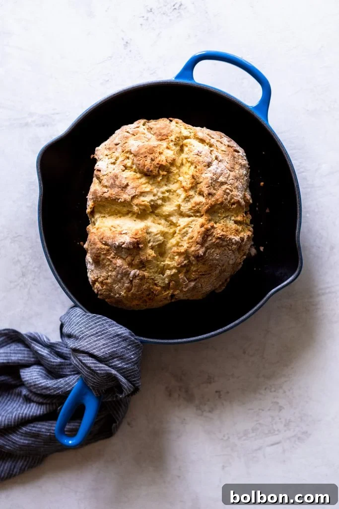 The Quintessential Irish Soda Bread 5 The scored Irish Soda Bread dough ready for baking in a cast iron skillet.