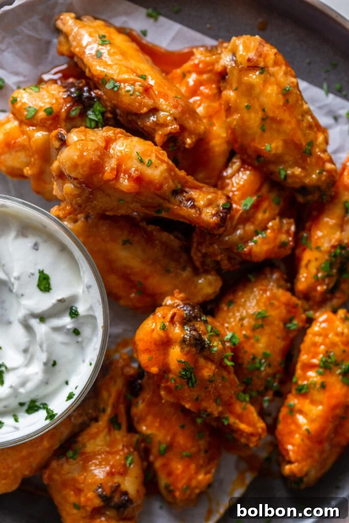 Air Fryer Buffalo Wings with Blue Cheese Dip