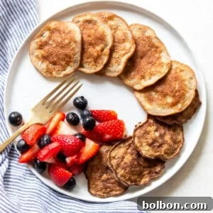 Stacked banana pancakes ready to eat.