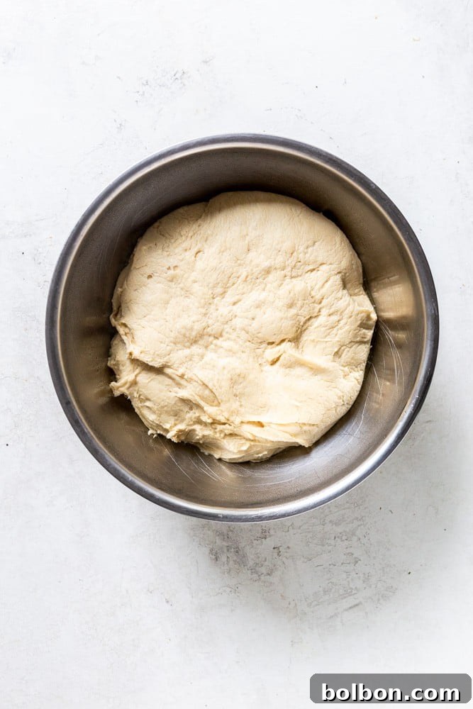 Effortless Dinner Rolls 3 Dough after rising for easy dinner rolls