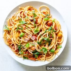 Finished Burst Cherry Tomato Pasta