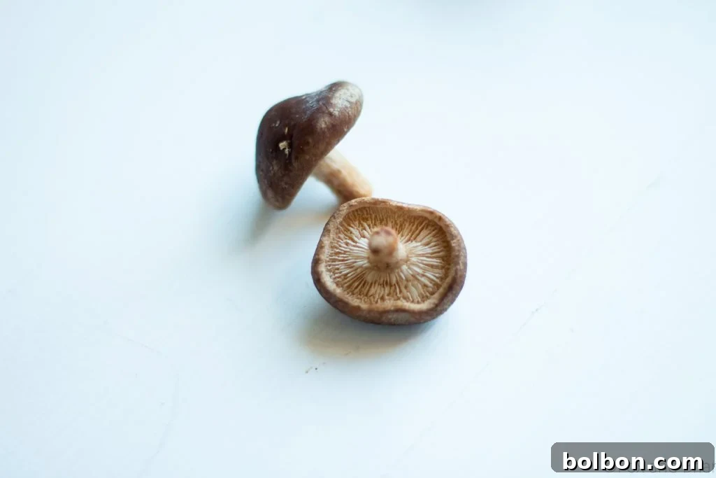 Fresh shiitake mushrooms with their unique cap shape, perfect for adding to a savory tart.