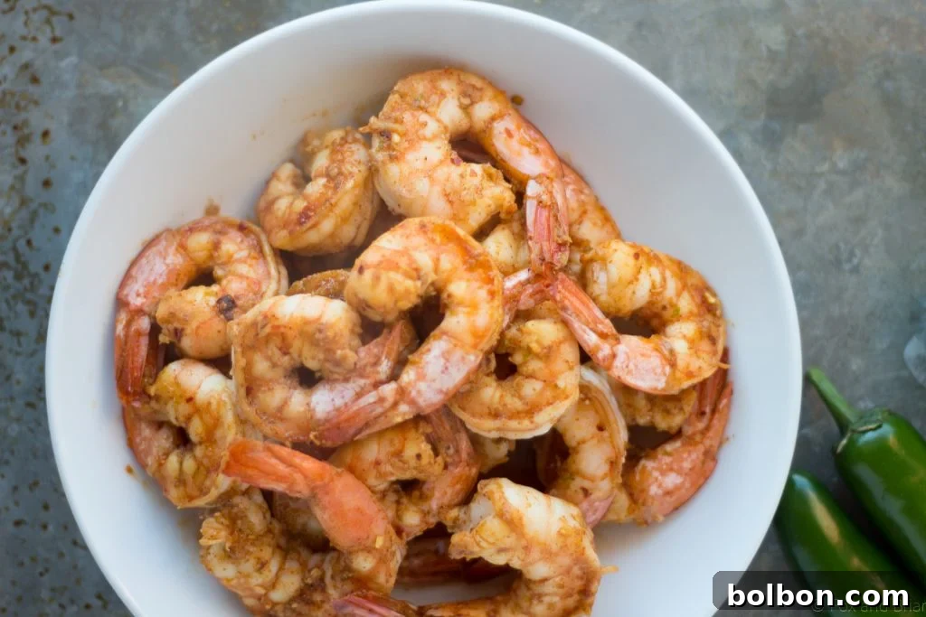 Zesty Chili Lime Shrimp Tacos 4 Perfectly cooked chili lime shrimp for your taco recipe.