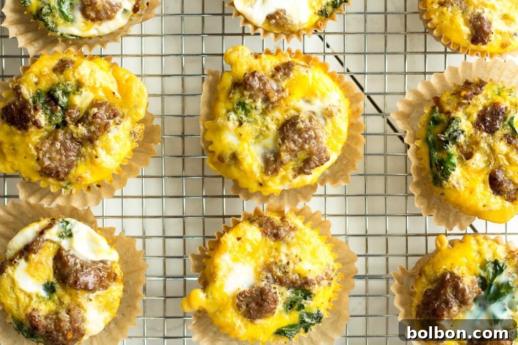 Delicious sausage and kale egg muffins, ready for a healthy breakfast meal prep