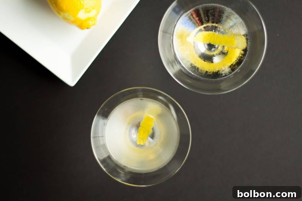 A finished Perfect Gin Martini cocktail