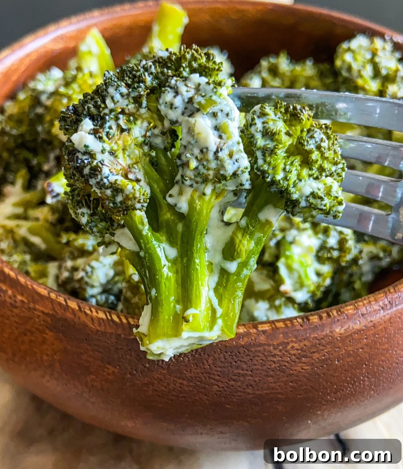 Creamy Baked Broccoli served in a dish