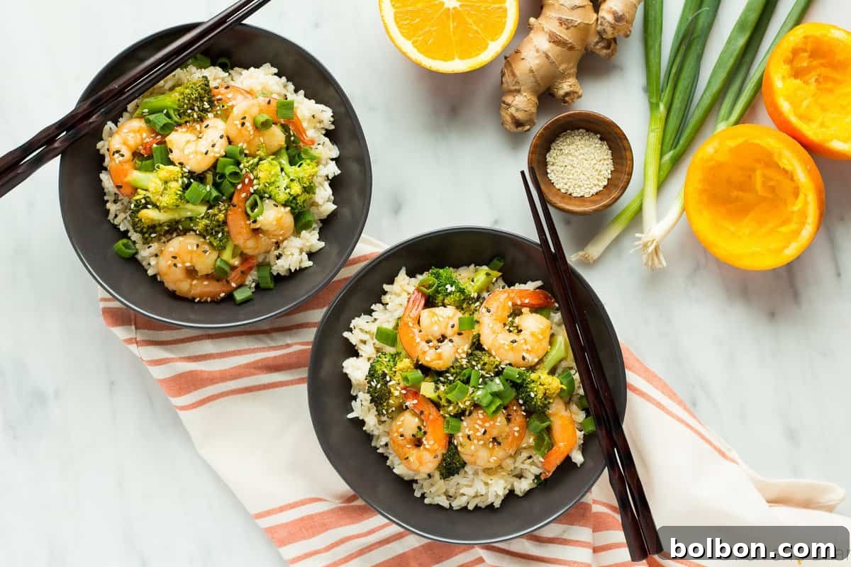 This healthier orange Sesame Shrimp is a quick and flavorful weeknight dinner!