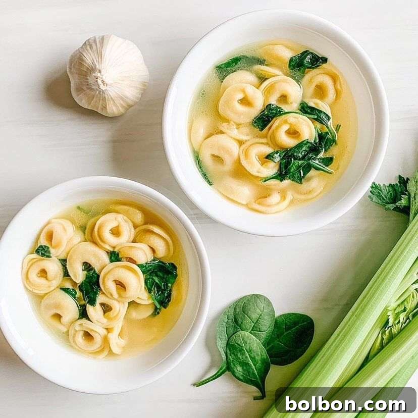 Spinach Tortellini Soup, a delightful and easy one-pot meal perfect for cold days.