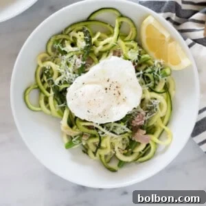 Zoodles with asparagus and prosciutto