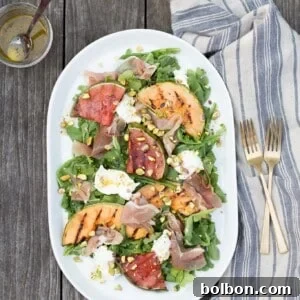 Delicious and refreshing Grilled Melon Salad with Prosciutto and Burrata recipe thumbnail