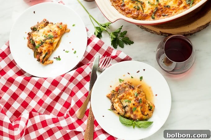 Earthy Mushroom & Zucchini Lasagna 2 Delicious Mushroom Zucchini Lasagna with bubbling cheese, a perfect low carb and gluten-free vegetarian meal.