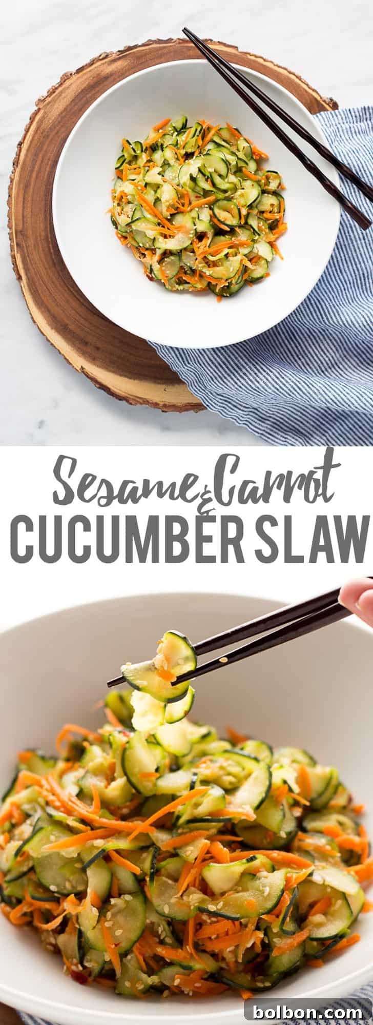 Close-up of freshly spiralized cucumber strips, showcasing thin and even slices for the slaw.