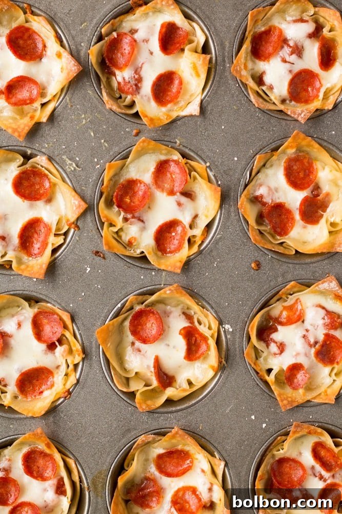 Three cheeses, marinara, and pepperoni layered in a crispy wonton cup.