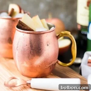 Apple Cider Irish Mule cocktail in a copper mug