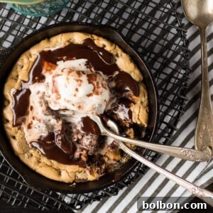 Chocolate Chip Cookie Blondie Skillet Sundae