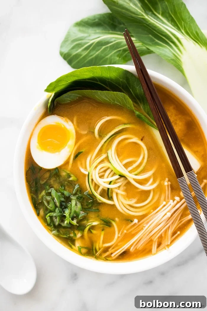 Spicy Miso Zucchini Ramen Noodles by Hapa Nom Nom - Quick Healthy Meal