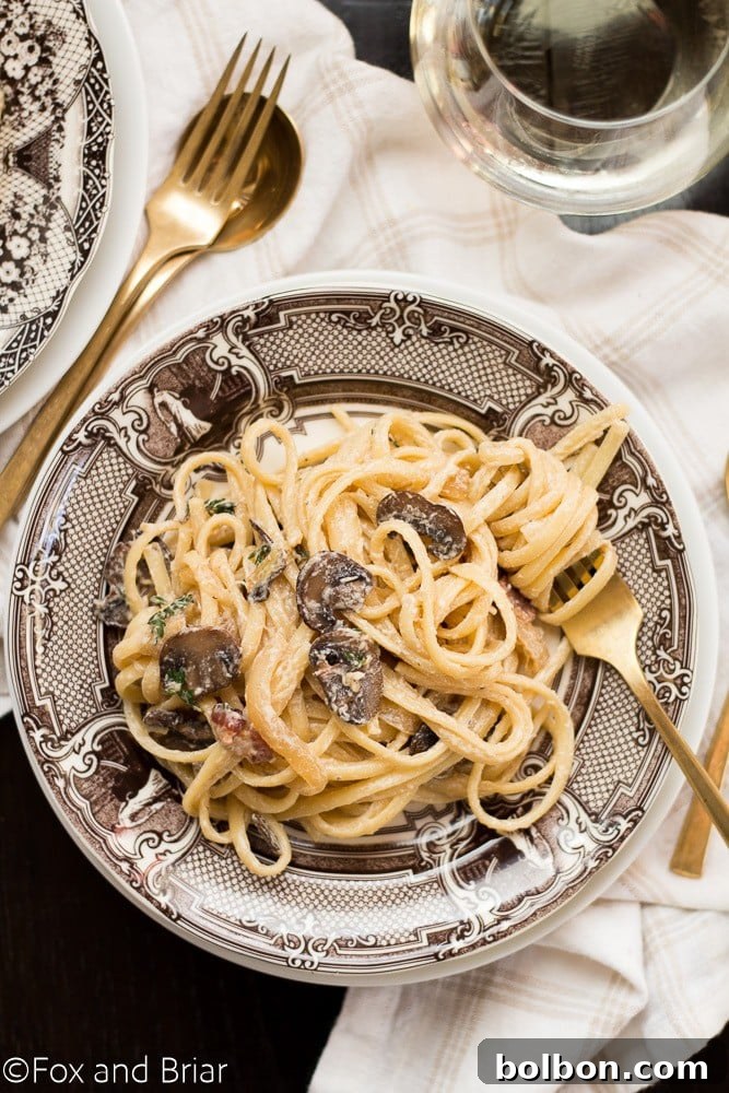 30-minute Creamy Bacon Mushroom Pasta, ideal for quick meals