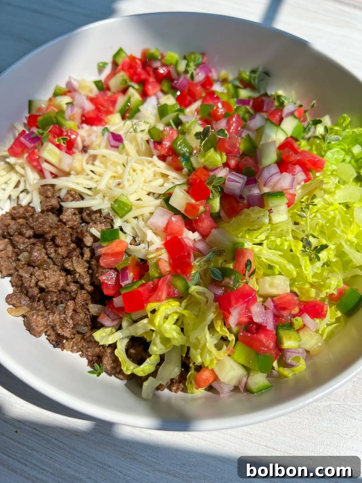 Hearty Beef Burrito Bowl 3 Close-up of a Prepared Beef Burrito Bowl