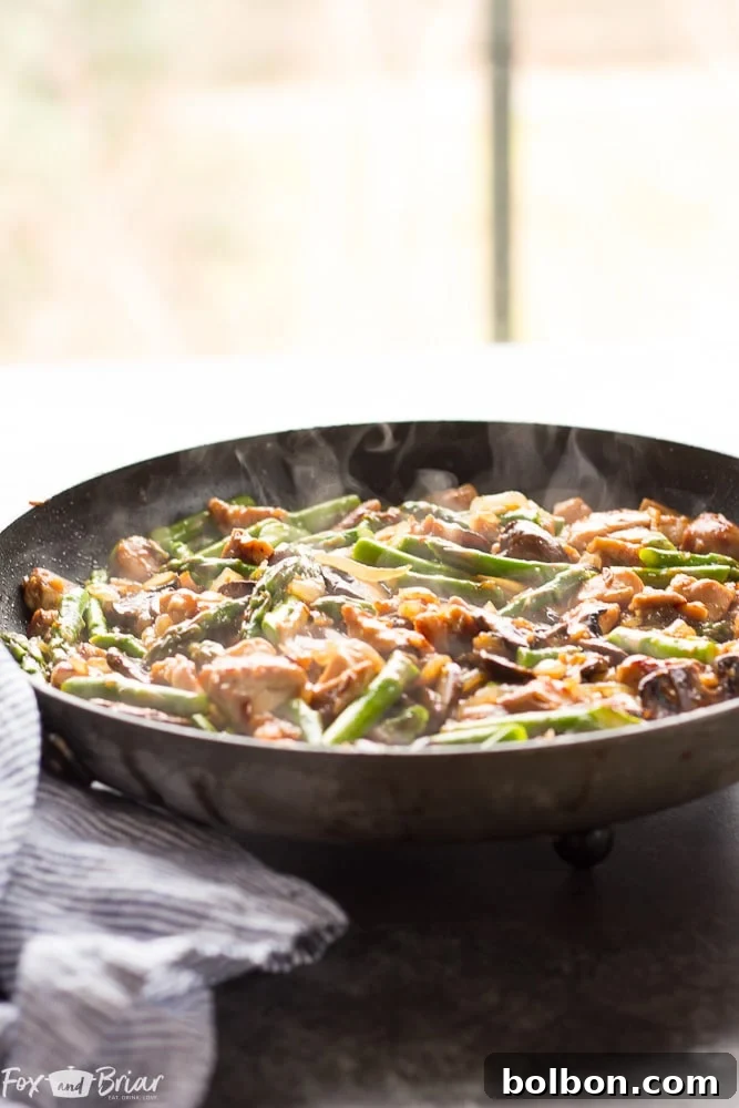 Vibrant Ginger Chicken Asparagus Stir-Fry 3 Close-up of freshly cooked ginger chicken and asparagus stir fry with sauce