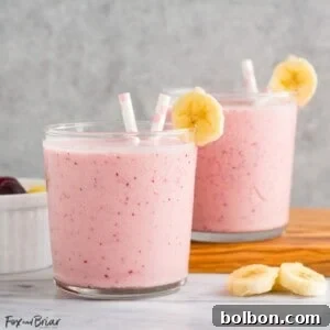 The finished Post Workout Smoothie, a delicious and healthy drink for muscle recovery.