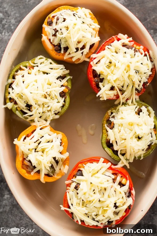 Fiesta Stuffed Peppers 5 Perfectly chosen bell peppers ready for stuffing with Tex-Mex seasoned ground beef, a grain-free, gluten-free, and family-friendly dinner. #ad @krogerco | Stuffed Pepper Selection | Healthy Tex-Mex Recipes