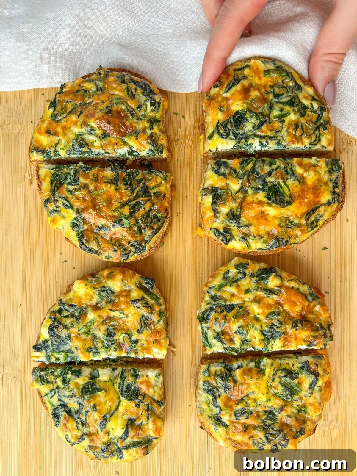 Bulgarian Spanakopita Toast with golden-brown crust and spinach-cheese filling