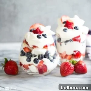 Red, White, and Blue Trifles dessert