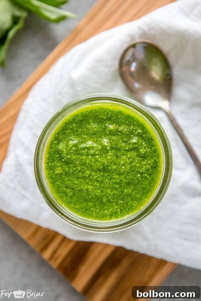 Homemade pesto served with pasta, garnished with fresh basil leaves