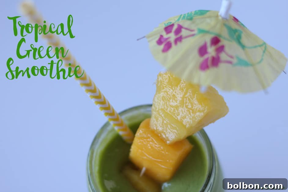 Tropical Green Smoothie: A delicious and healthy blend for a refreshing start.