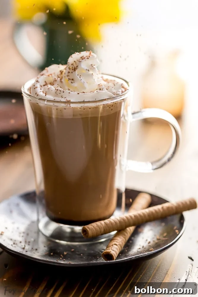 Whip Up a Cozy Brown Sugar Cinnamon Cortado 7 Irish Mocha topped with chocolate shavings