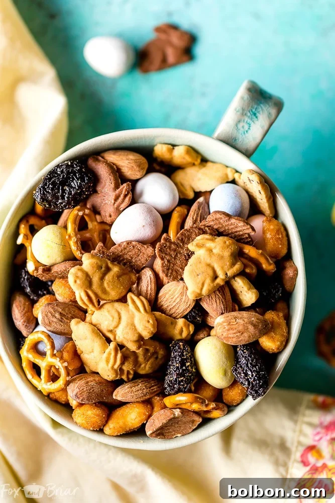 Delicious Bunny Bait Easter Trail Mix with colorful candies