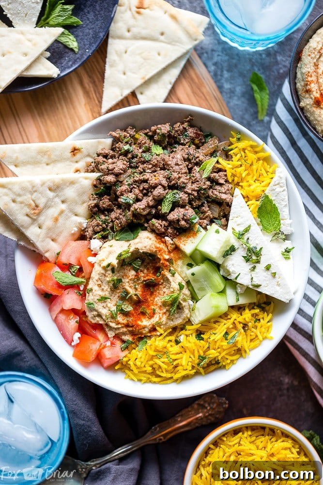 Sun-Kissed Mediterranean Lamb Bowls 6 A final beautiful shot of the Mediterranean Lamb Bowls, ready to be enjoyed, emphasizing the fresh ingredients and vibrant colors.