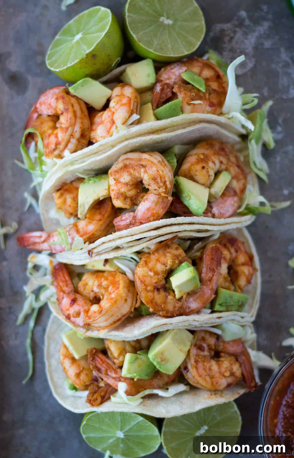 These chili lime shrimp tacos are super flavorful and take less than 30 minutes to make.