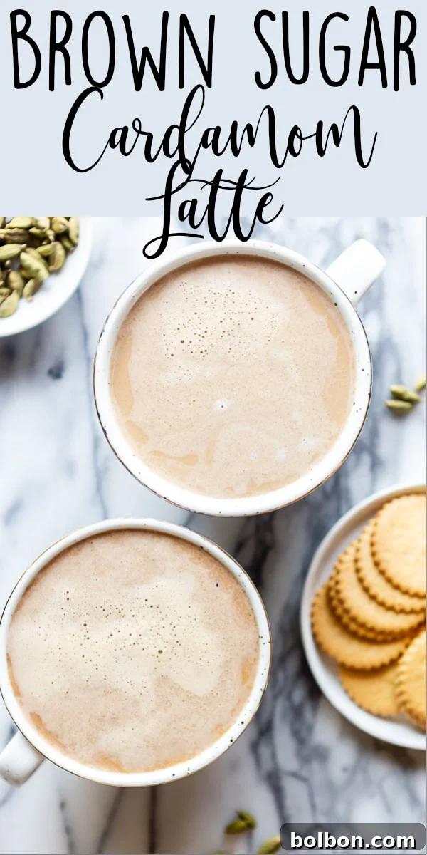 Making a creamy Brown Sugar Cardamom Latte from scratch, featuring aromatic cardamom syrup for a unique fall flavor. Learn how to craft this homemade latte easily.