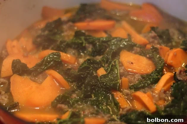 Easy 4-ingredient Sausage, Kale, and Sweet Potato Stew